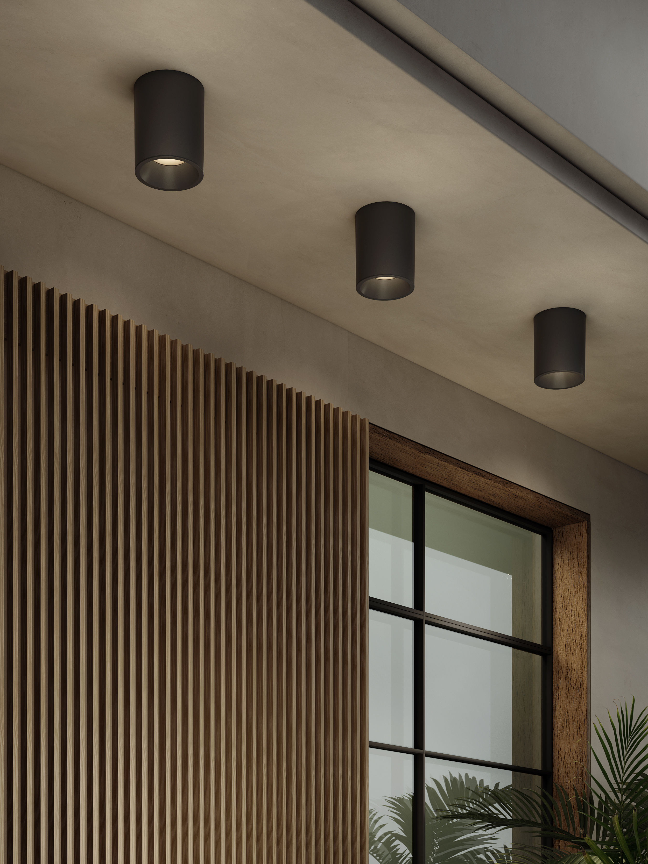 Kos Round 140 LED OBS 3000K AC dim structuur zwart